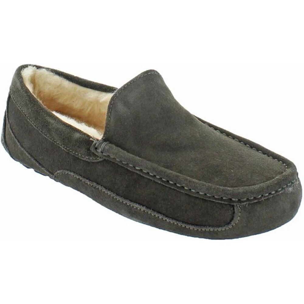 Ugg Mens Loafer Slipper Size 18 US Ascot Suede Wool Slip On Charcoal Grey